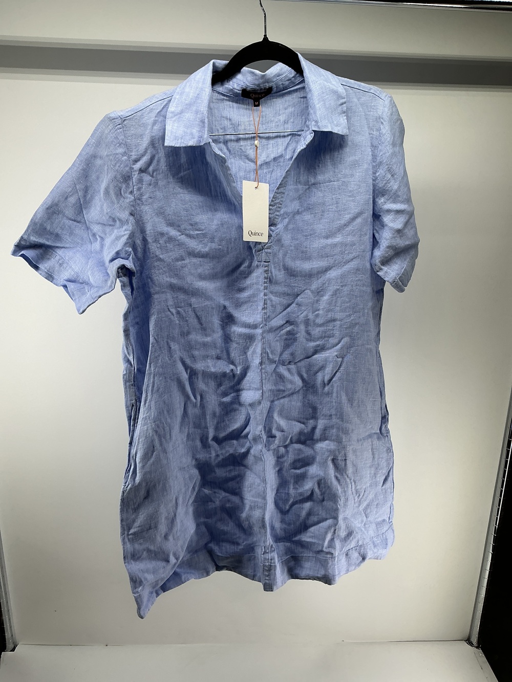 100% European Linen Popover Mini Dress